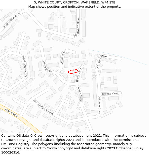 5, WHITE COURT, CROFTON, WAKEFIELD, WF4 1TB: Location map and indicative extent of plot