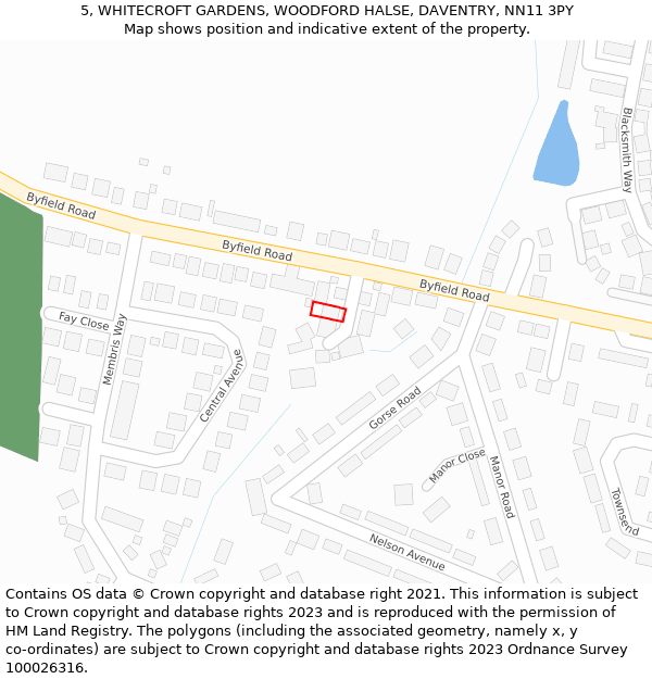 5, WHITECROFT GARDENS, WOODFORD HALSE, DAVENTRY, NN11 3PY: Location map and indicative extent of plot