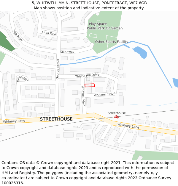 5, WHITWELL MAIN, STREETHOUSE, PONTEFRACT, WF7 6GB: Location map and indicative extent of plot