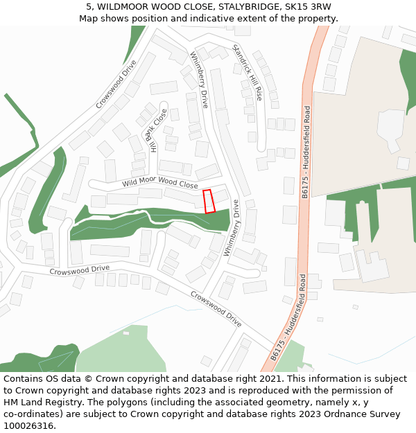 5, WILDMOOR WOOD CLOSE, STALYBRIDGE, SK15 3RW: Location map and indicative extent of plot