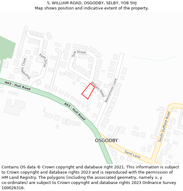5, WILLIAM ROAD, OSGODBY, SELBY, YO8 5HJ: Location map and indicative extent of plot