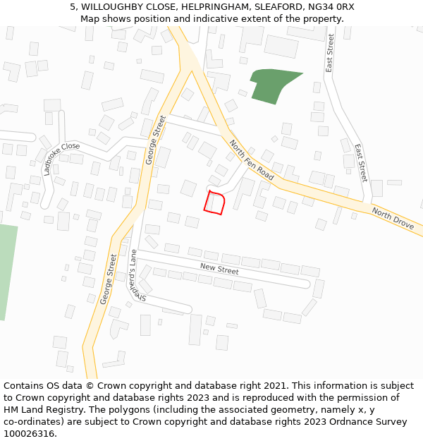 5, WILLOUGHBY CLOSE, HELPRINGHAM, SLEAFORD, NG34 0RX: Location map and indicative extent of plot