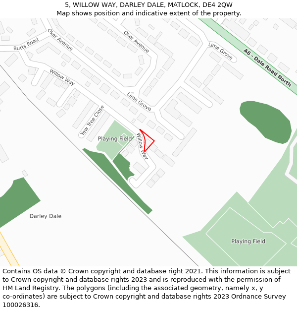 5, WILLOW WAY, DARLEY DALE, MATLOCK, DE4 2QW: Location map and indicative extent of plot