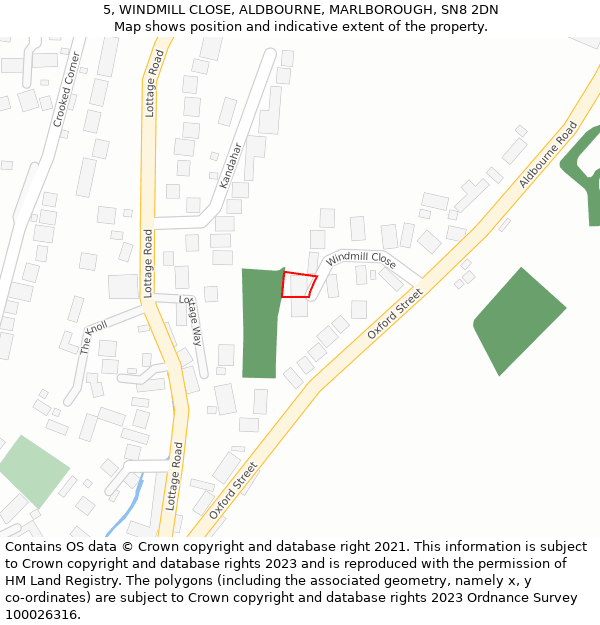 5, WINDMILL CLOSE, ALDBOURNE, MARLBOROUGH, SN8 2DN: Location map and indicative extent of plot