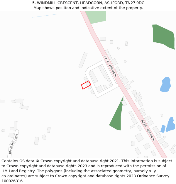 5, WINDMILL CRESCENT, HEADCORN, ASHFORD, TN27 9DG: Location map and indicative extent of plot