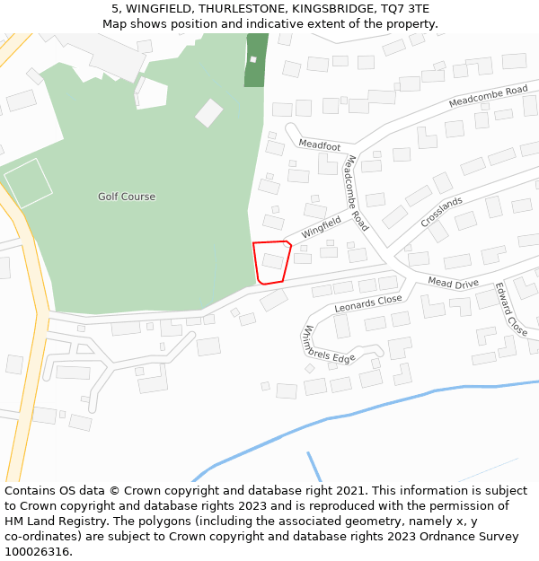 5, WINGFIELD, THURLESTONE, KINGSBRIDGE, TQ7 3TE: Location map and indicative extent of plot