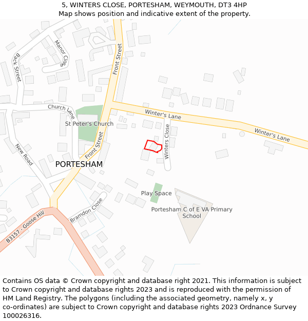 5, WINTERS CLOSE, PORTESHAM, WEYMOUTH, DT3 4HP: Location map and indicative extent of plot