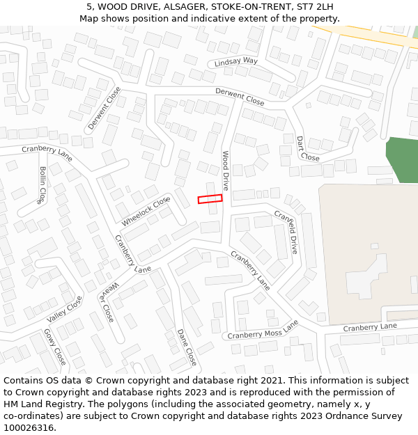 5, WOOD DRIVE, ALSAGER, STOKE-ON-TRENT, ST7 2LH: Location map and indicative extent of plot