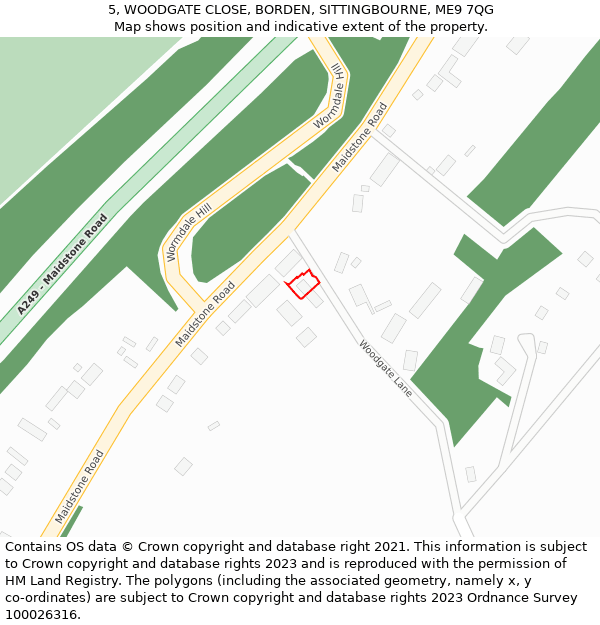 5, WOODGATE CLOSE, BORDEN, SITTINGBOURNE, ME9 7QG: Location map and indicative extent of plot