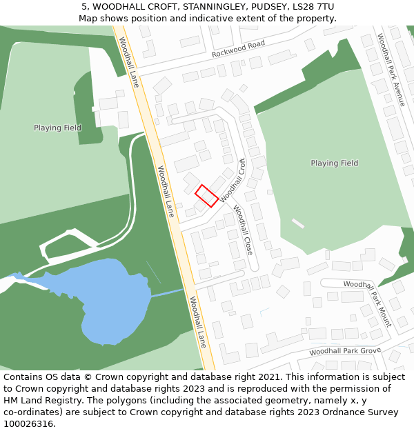 5, WOODHALL CROFT, STANNINGLEY, PUDSEY, LS28 7TU: Location map and indicative extent of plot