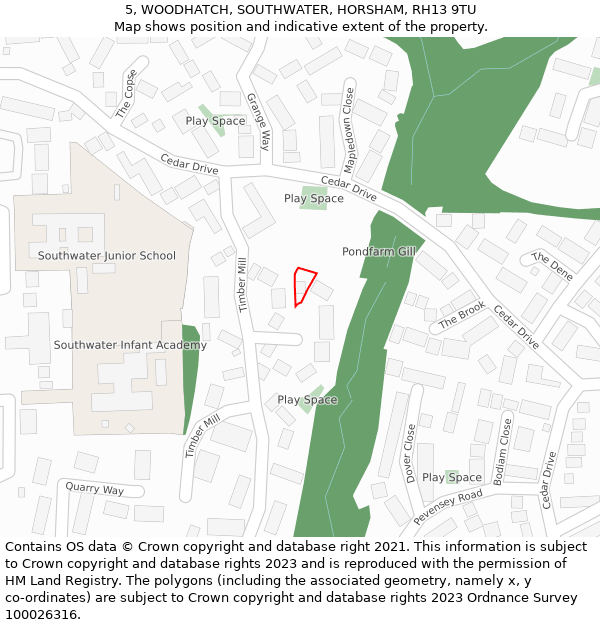 5, WOODHATCH, SOUTHWATER, HORSHAM, RH13 9TU: Location map and indicative extent of plot