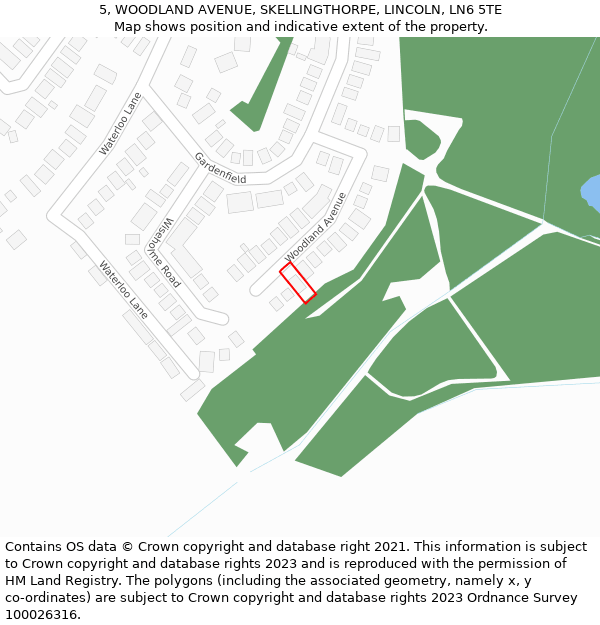 5, WOODLAND AVENUE, SKELLINGTHORPE, LINCOLN, LN6 5TE: Location map and indicative extent of plot