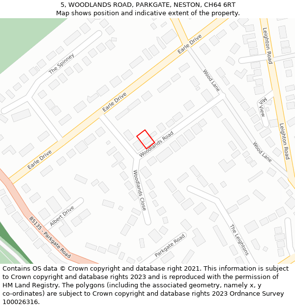 5, WOODLANDS ROAD, PARKGATE, NESTON, CH64 6RT: Location map and indicative extent of plot