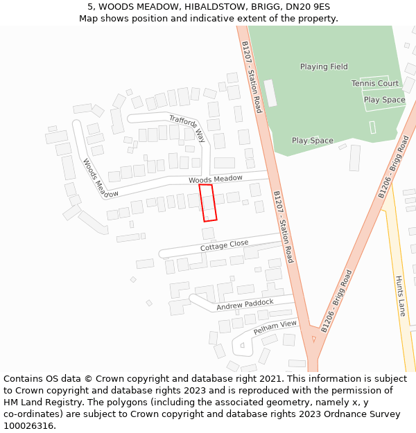 5, WOODS MEADOW, HIBALDSTOW, BRIGG, DN20 9ES: Location map and indicative extent of plot