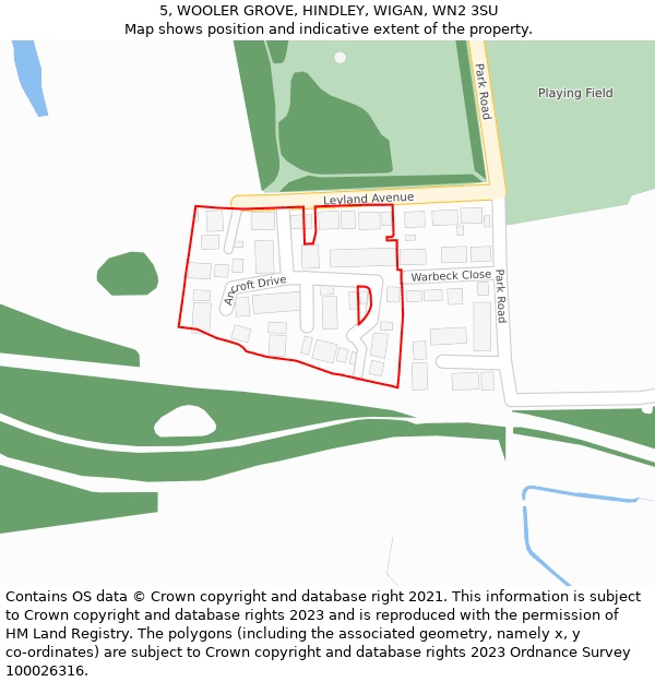 5, WOOLER GROVE, HINDLEY, WIGAN, WN2 3SU: Location map and indicative extent of plot