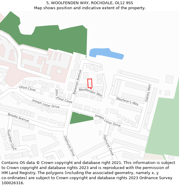 5, WOOLFENDEN WAY, ROCHDALE, OL12 9SS: Location map and indicative extent of plot