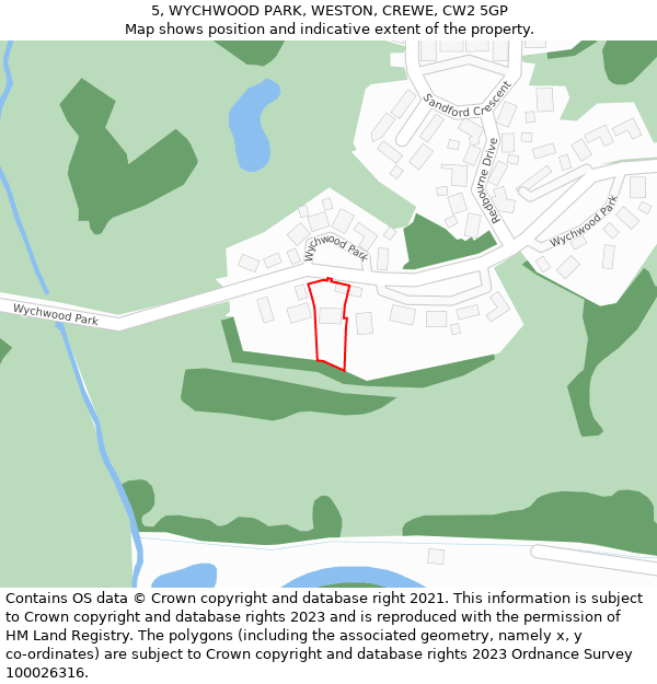 5, WYCHWOOD PARK, WESTON, CREWE, CW2 5GP: Location map and indicative extent of plot