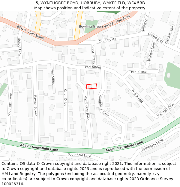 5, WYNTHORPE ROAD, HORBURY, WAKEFIELD, WF4 5BB: Location map and indicative extent of plot