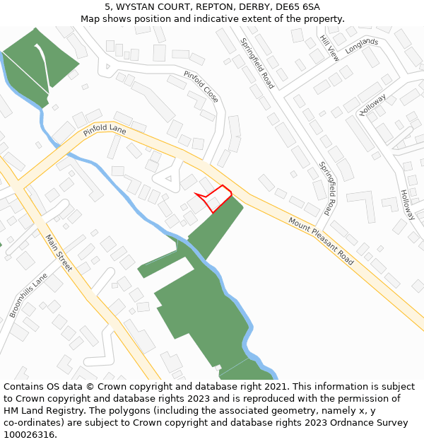 5, WYSTAN COURT, REPTON, DERBY, DE65 6SA: Location map and indicative extent of plot