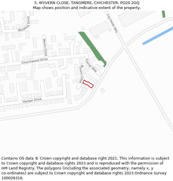 5, WYVERN CLOSE, TANGMERE, CHICHESTER, PO20 2GQ: Location map and indicative extent of plot