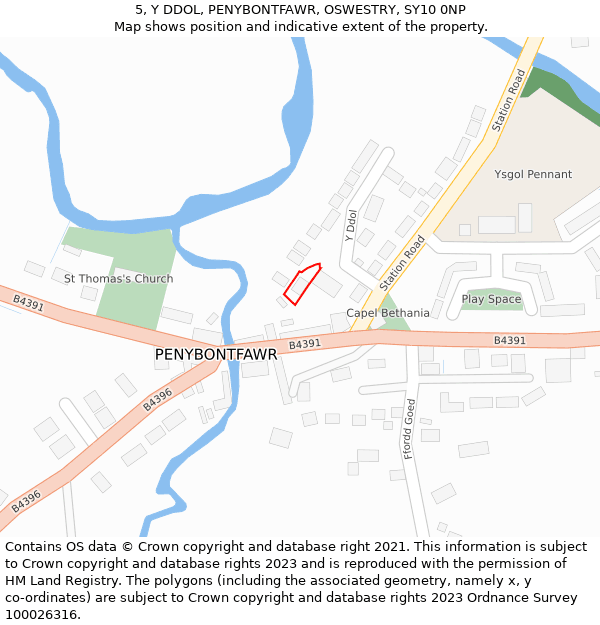 5, Y DDOL, PENYBONTFAWR, OSWESTRY, SY10 0NP: Location map and indicative extent of plot