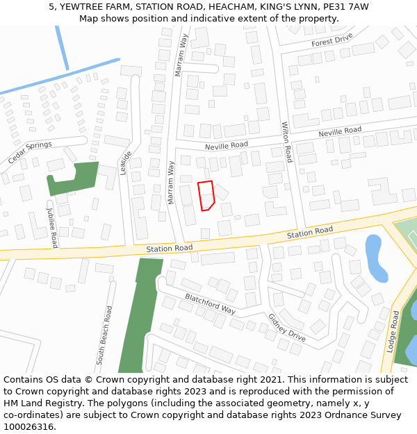 5, YEWTREE FARM, STATION ROAD, HEACHAM, KING'S LYNN, PE31 7AW: Location map and indicative extent of plot