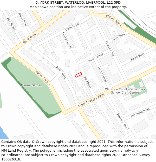5, YORK STREET, WATERLOO, LIVERPOOL, L22 5PD: Location map and indicative extent of plot