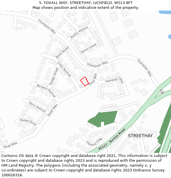 5, YOXALL WAY, STREETHAY, LICHFIELD, WS13 8FT: Location map and indicative extent of plot