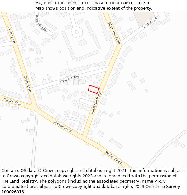 50, BIRCH HILL ROAD, CLEHONGER, HEREFORD, HR2 9RF: Location map and indicative extent of plot