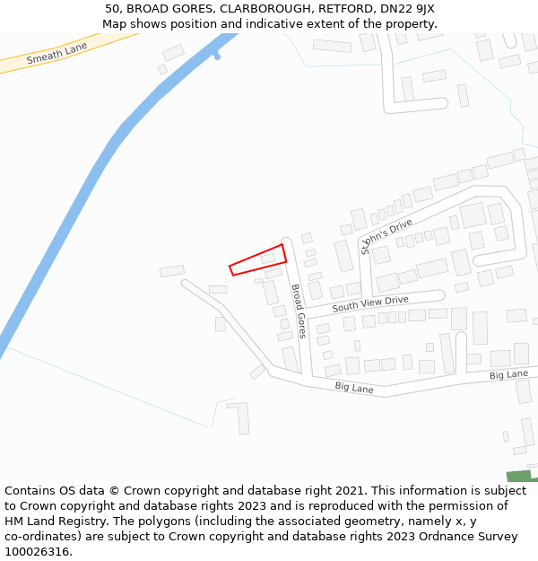 50, BROAD GORES, CLARBOROUGH, RETFORD, DN22 9JX: Location map and indicative extent of plot