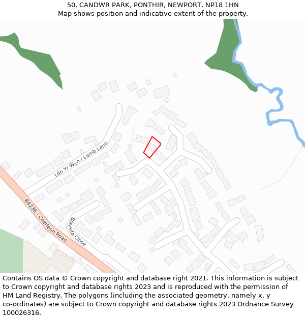 50, CANDWR PARK, PONTHIR, NEWPORT, NP18 1HN: Location map and indicative extent of plot