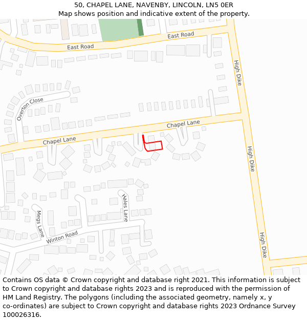 50, CHAPEL LANE, NAVENBY, LINCOLN, LN5 0ER: Location map and indicative extent of plot