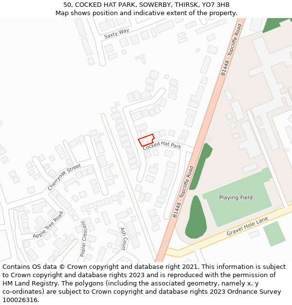 50, COCKED HAT PARK, SOWERBY, THIRSK, YO7 3HB: Location map and indicative extent of plot