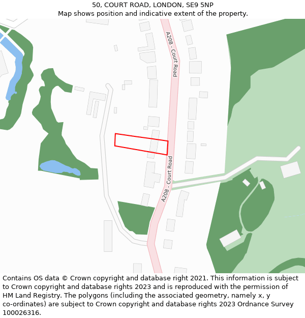 50, COURT ROAD, LONDON, SE9 5NP: Location map and indicative extent of plot