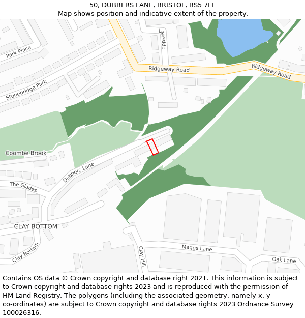 50, DUBBERS LANE, BRISTOL, BS5 7EL: Location map and indicative extent of plot