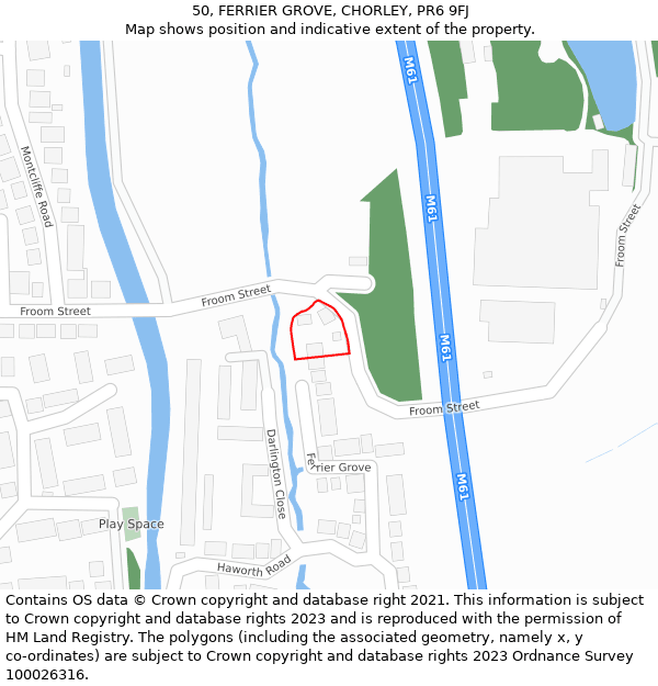 50, FERRIER GROVE, CHORLEY, PR6 9FJ: Location map and indicative extent of plot