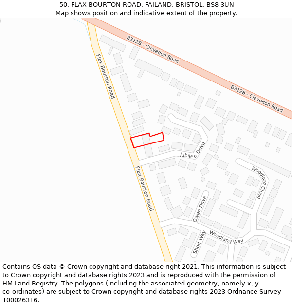50, FLAX BOURTON ROAD, FAILAND, BRISTOL, BS8 3UN: Location map and indicative extent of plot