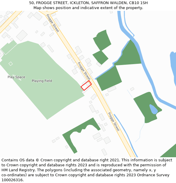 50, FROGGE STREET, ICKLETON, SAFFRON WALDEN, CB10 1SH: Location map and indicative extent of plot