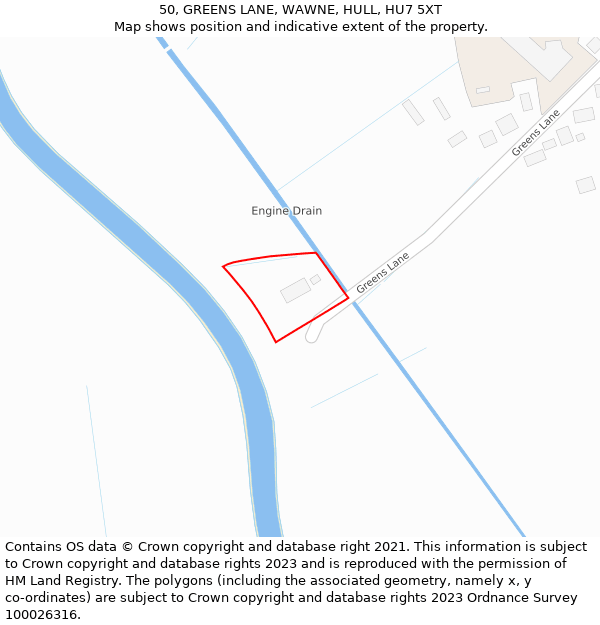 50, GREENS LANE, WAWNE, HULL, HU7 5XT: Location map and indicative extent of plot