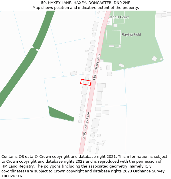 50, HAXEY LANE, HAXEY, DONCASTER, DN9 2NE: Location map and indicative extent of plot