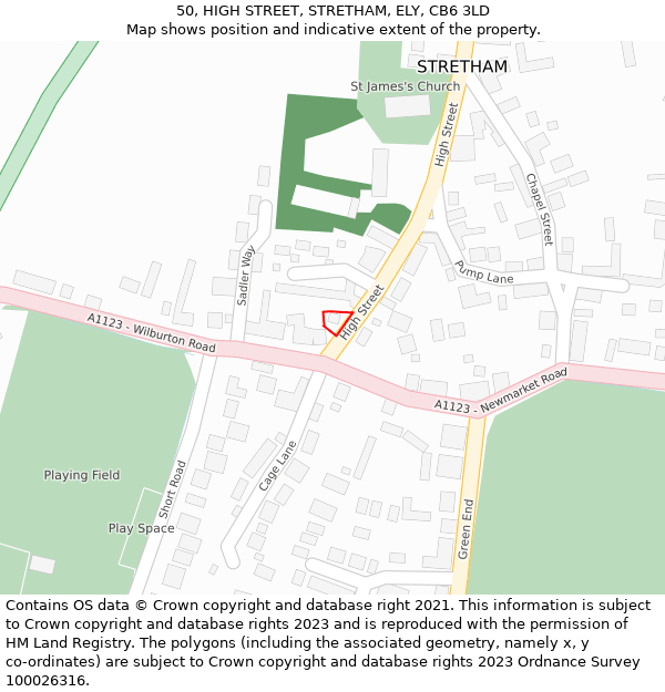 50, HIGH STREET, STRETHAM, ELY, CB6 3LD: Location map and indicative extent of plot