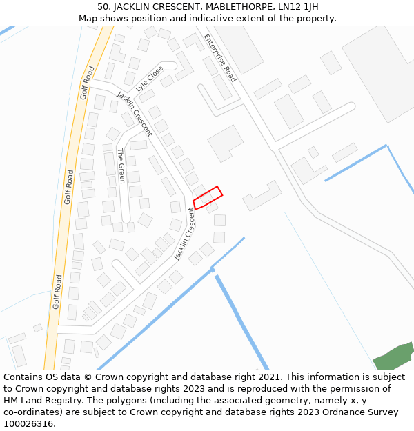 50, JACKLIN CRESCENT, MABLETHORPE, LN12 1JH: Location map and indicative extent of plot