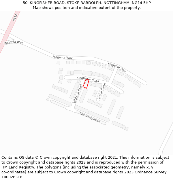 50, KINGFISHER ROAD, STOKE BARDOLPH, NOTTINGHAM, NG14 5HP: Location map and indicative extent of plot