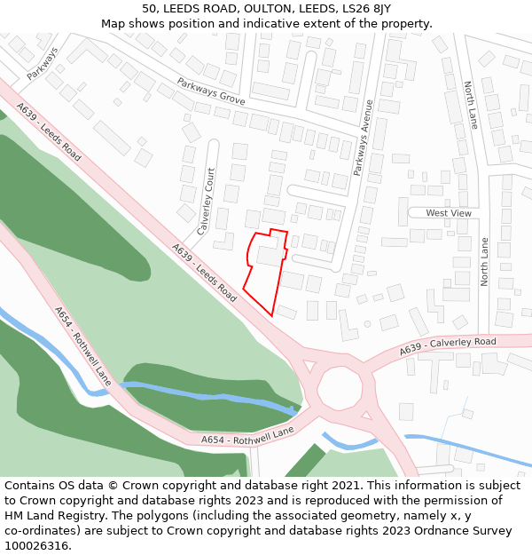 50, LEEDS ROAD, OULTON, LEEDS, LS26 8JY: Location map and indicative extent of plot
