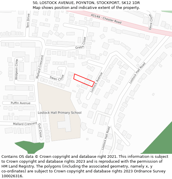 50, LOSTOCK AVENUE, POYNTON, STOCKPORT, SK12 1DR: Location map and indicative extent of plot