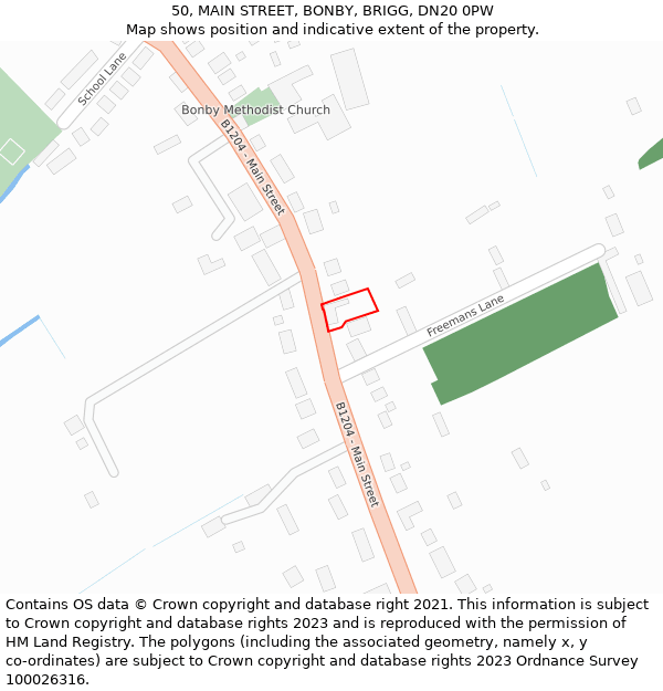 50, MAIN STREET, BONBY, BRIGG, DN20 0PW: Location map and indicative extent of plot