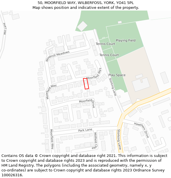 50, MOORFIELD WAY, WILBERFOSS, YORK, YO41 5PL: Location map and indicative extent of plot