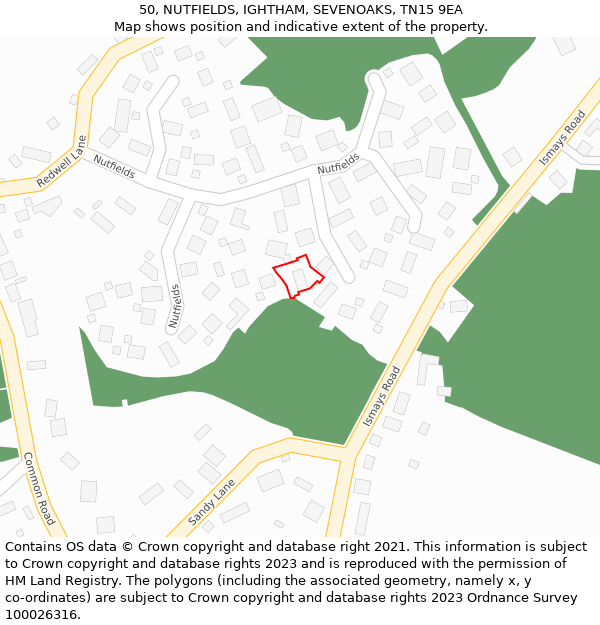 50, NUTFIELDS, IGHTHAM, SEVENOAKS, TN15 9EA: Location map and indicative extent of plot