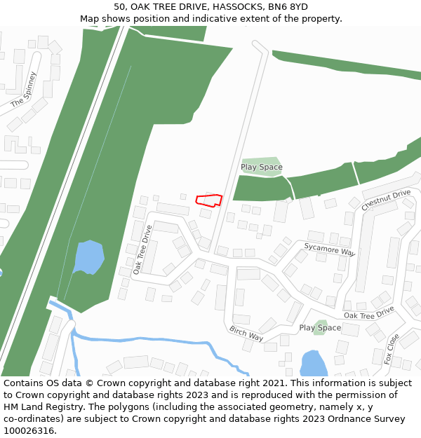 50, OAK TREE DRIVE, HASSOCKS, BN6 8YD: Location map and indicative extent of plot