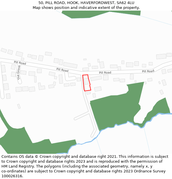 50, PILL ROAD, HOOK, HAVERFORDWEST, SA62 4LU: Location map and indicative extent of plot